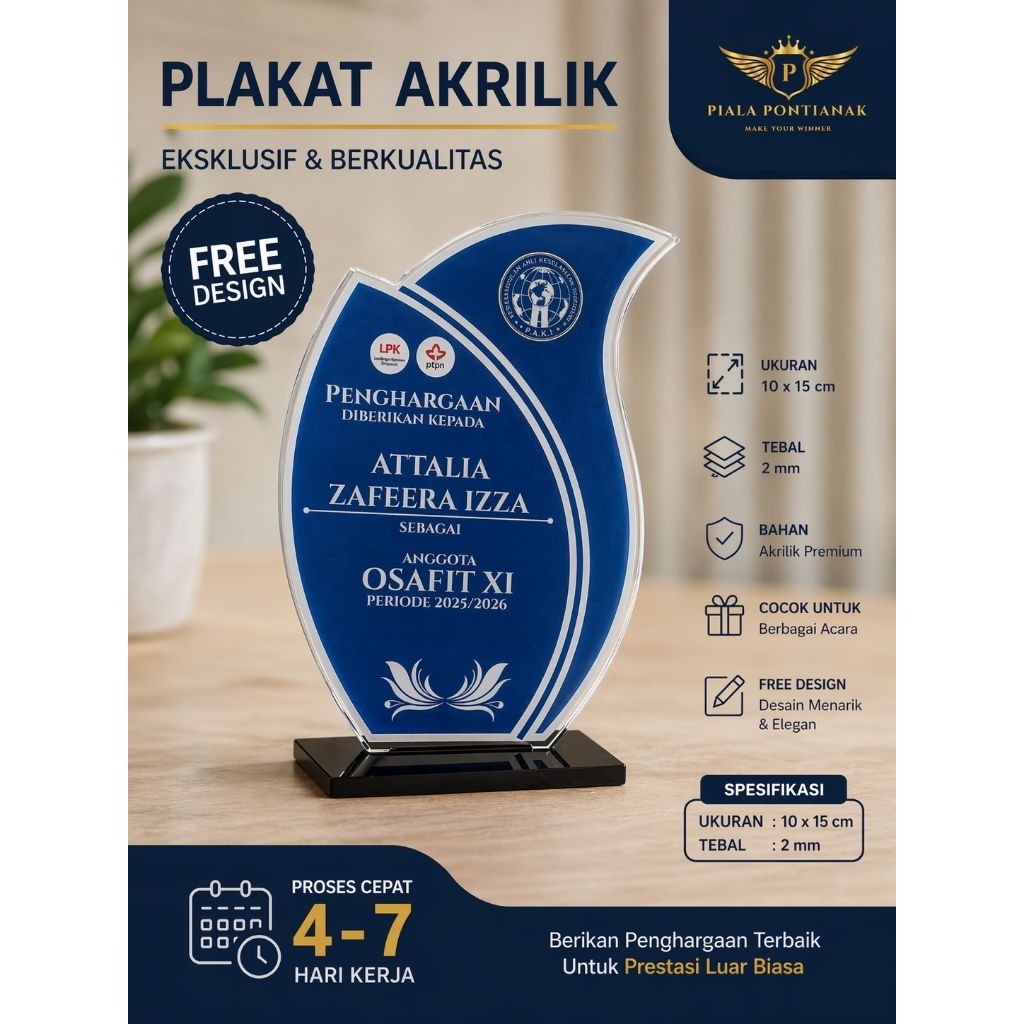 Plakat Akrilik Custom/Plakat Akrilik Ukuran 10x15x2 mm