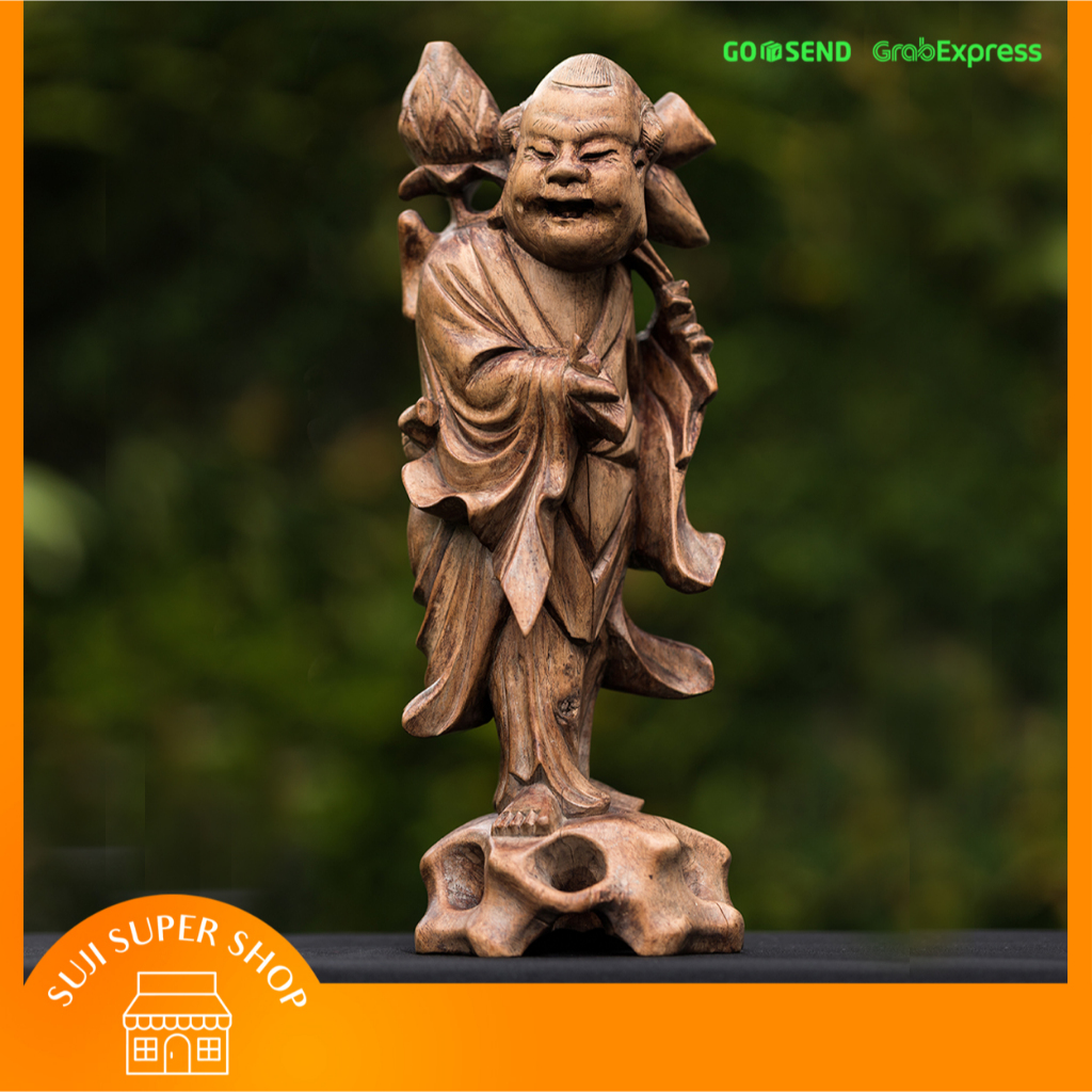 Patung Figur Tradisional Cina Handmade Semi Vintage | Barang Antik | Kayu Jati
