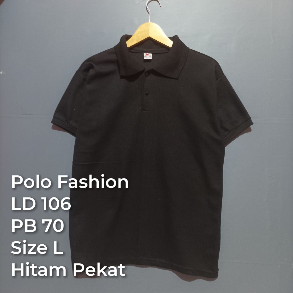 Kaos Kerah Polo Pria Warna Hitam Pekat Second Bekas Pakai PL
