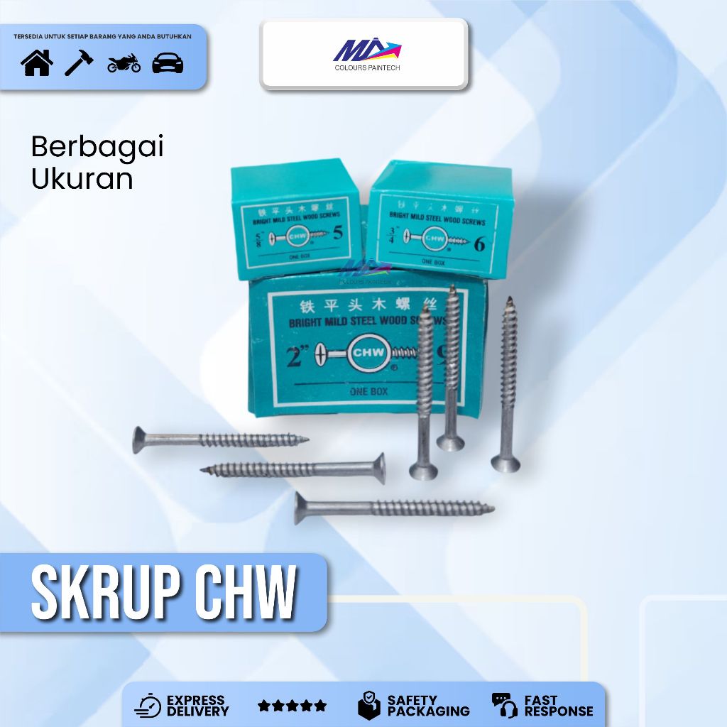 SKRUP KAYU CHW Berbagai Ukuran [KOTAK]