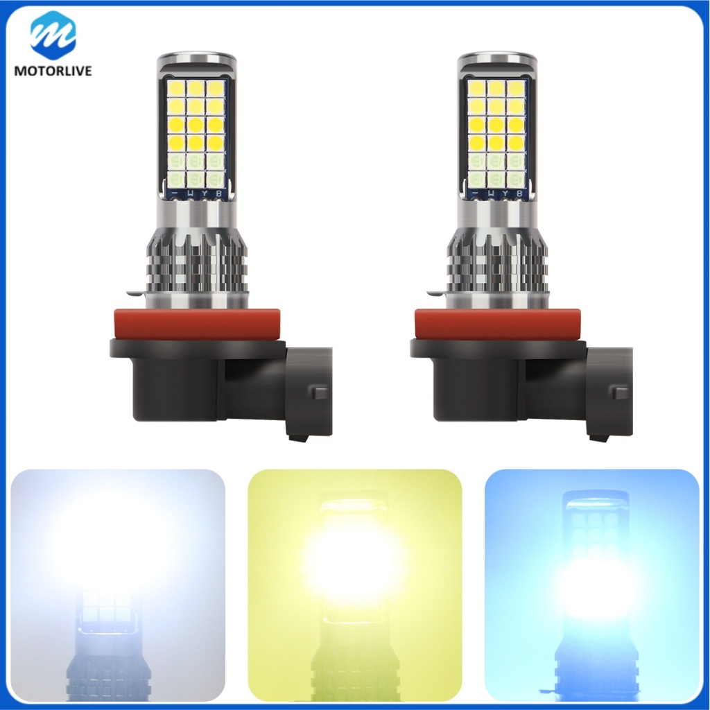2Lampu kabut mobil tiga warna (putih + kuning + biru es) lampu sorot 36LED