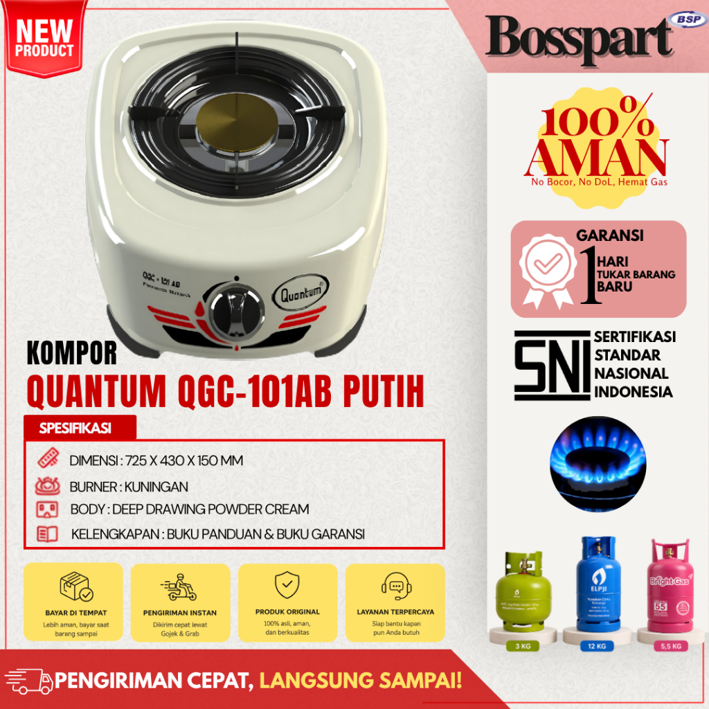 QUANTUM Kompor Gas 1 Tungku QGC-101RB  / Kompor Quantum QGC-101AB