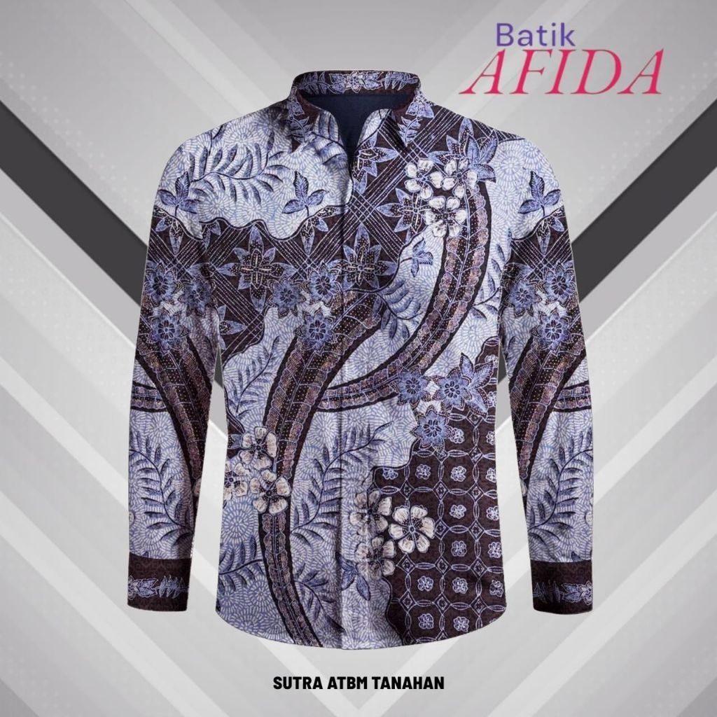 Kain Batik Tulis Halus Exclusive Sutra ATBM Tanahan Asli Tulis Full Manual Pola Kemeja ST011