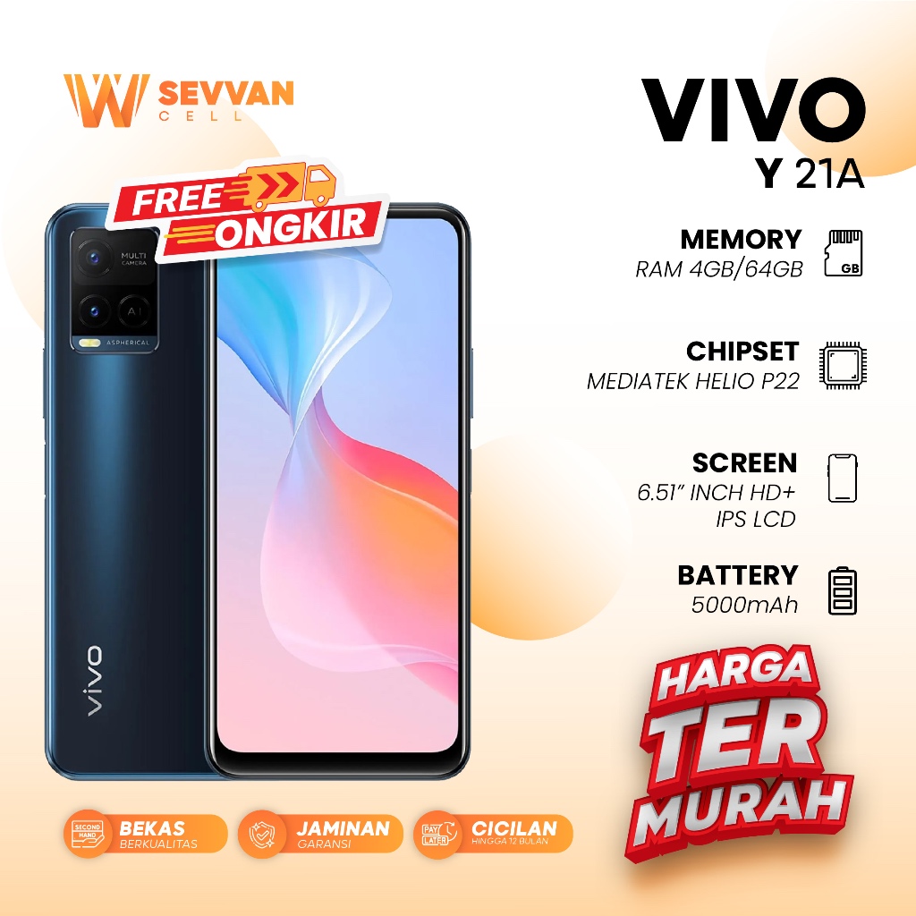 Handphone Vivo Y21A Ram 4 64GB