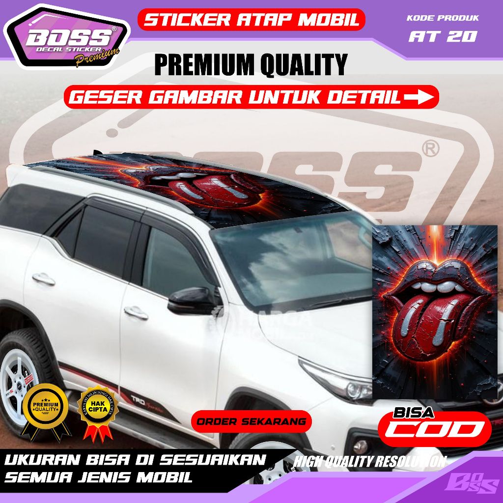 AT 20 - STIKER ATAP MOBIL UNIVERSAL SEDAN KIJANG PAJERO RUSH XPANDER TRIOS BALENO CIVIC AVANZA XENIA