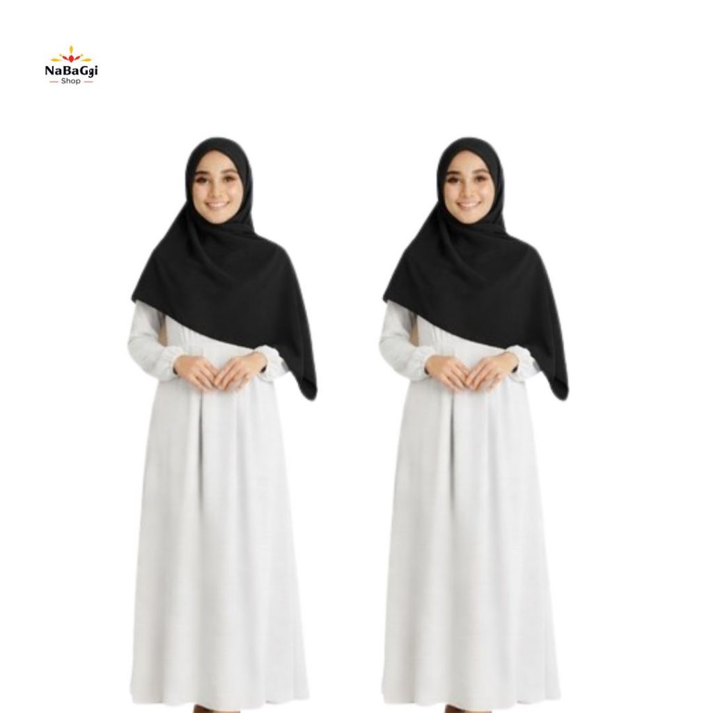 NABAGI SHOP - Hijab Polos Segi Empat - Hitam Hitam