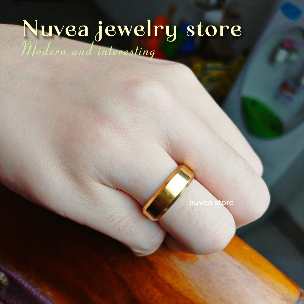 Cincin titanium stainless steel anti karat aksesoris pria wanita jewelry perhiasan  kualitas premium
