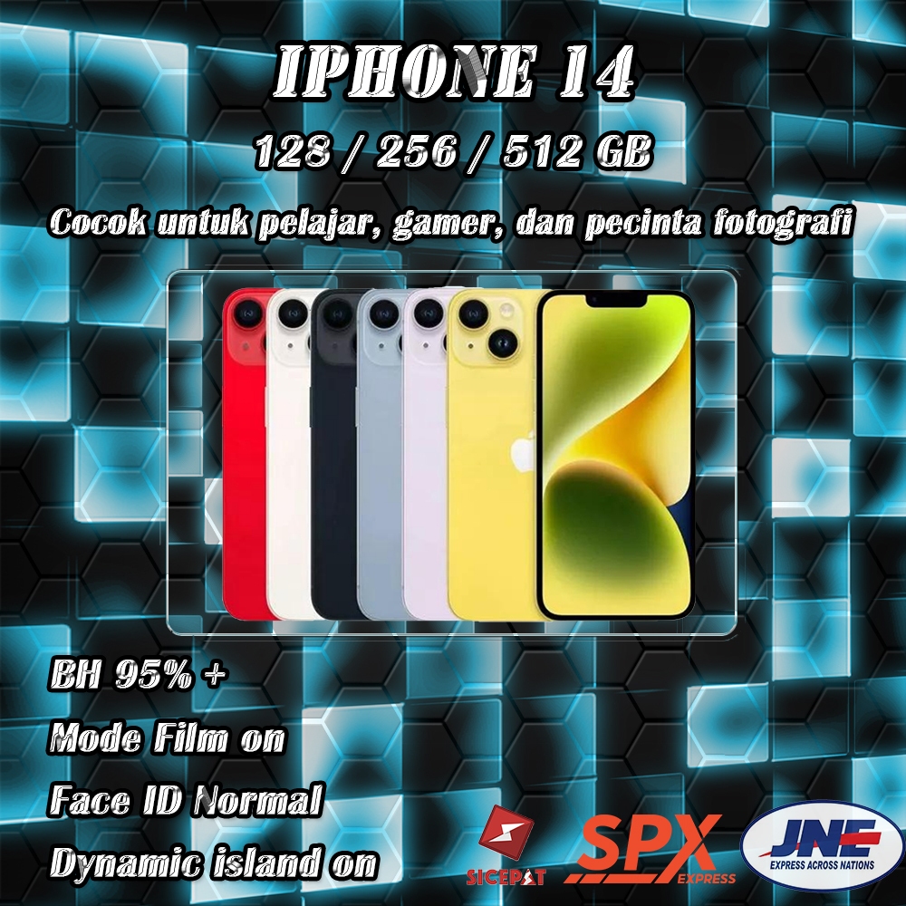 IP 14 SECOND INTER 128GB/256GB/512GB Ori Face ID Normal