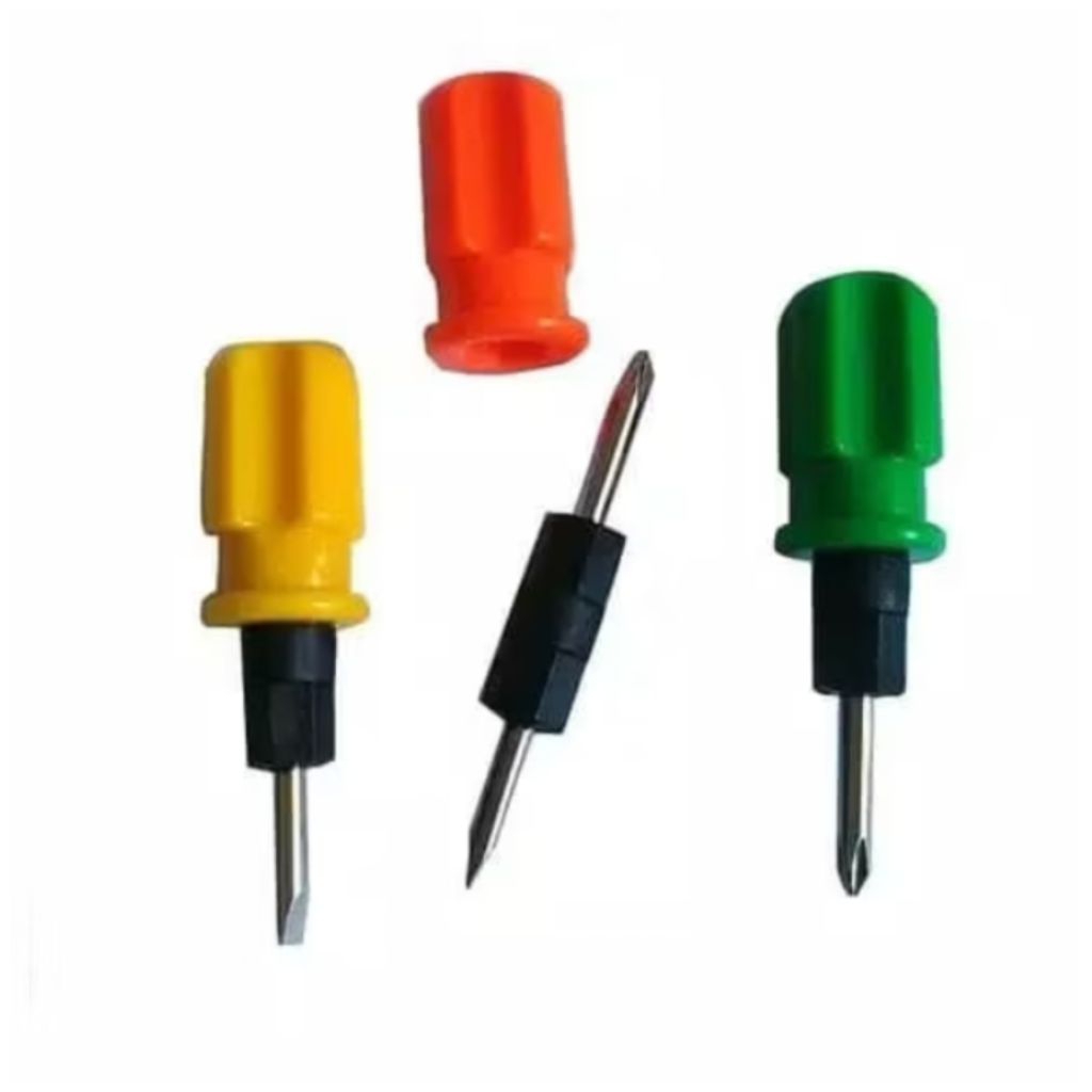 Obeng Cebol Bolak Balik Warna Obeng Plus Minus Pendek Mini Kecil