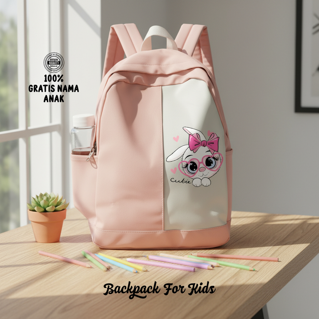 Tas Ransel Anak Perempuan Gambar Kelinci Lucu SD SMP