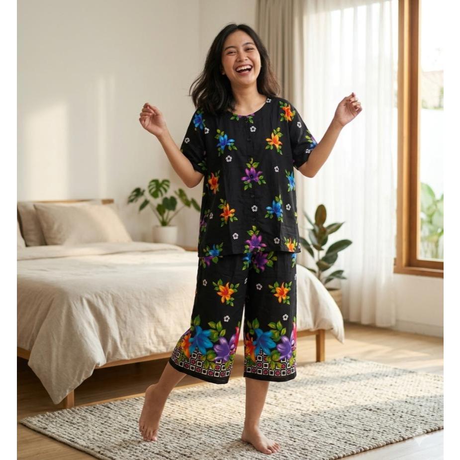 Merk Gajah Putih Baju Tidur Setelan Kulot Gajah Putih / Setelan Baju Tidur Kulot Hengky / Setelan Ku