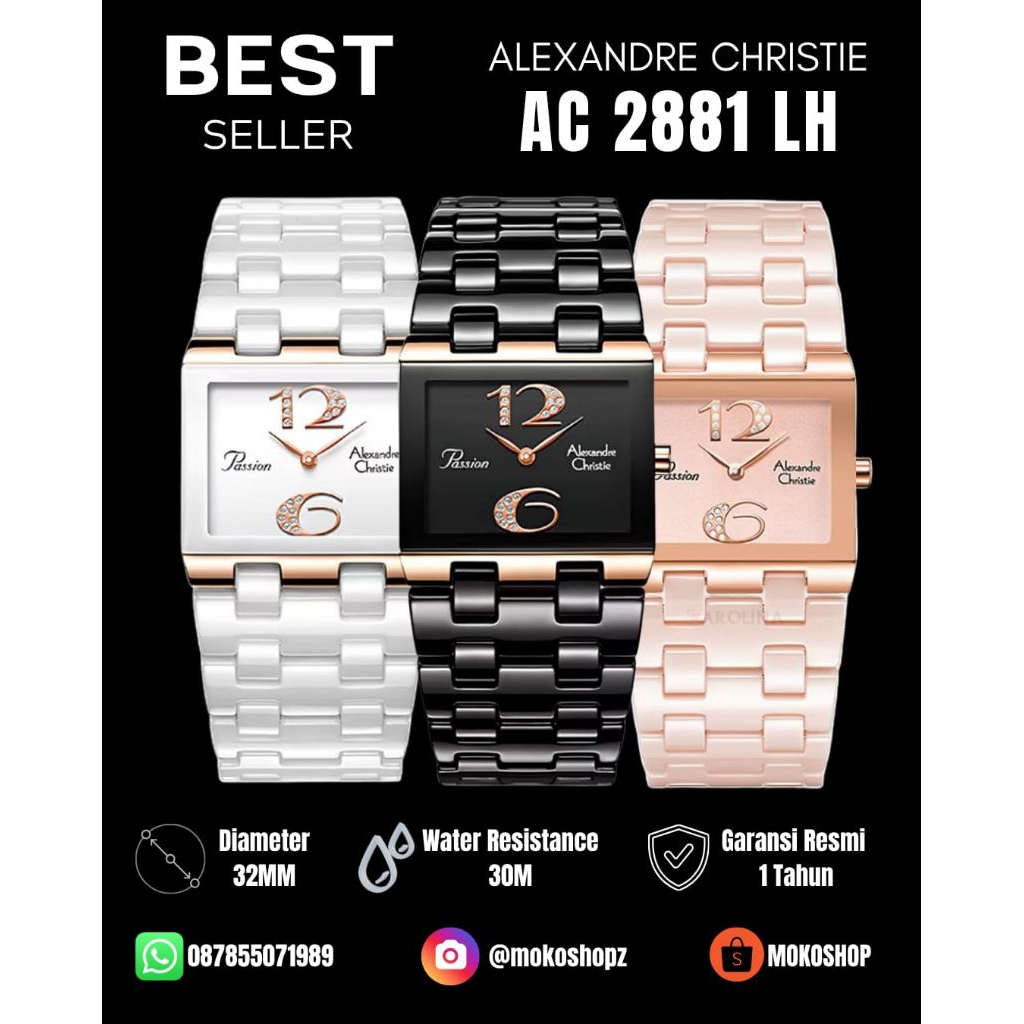Jam Tangan Wanita Alexandre Christie Keramik AC 2359 / AC 2B31 / AC 2881 Original Garansi Resmi