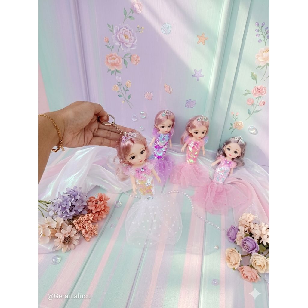 Gantungan kunci boneka barbie lucu model baju duyung/bagcarm boneka