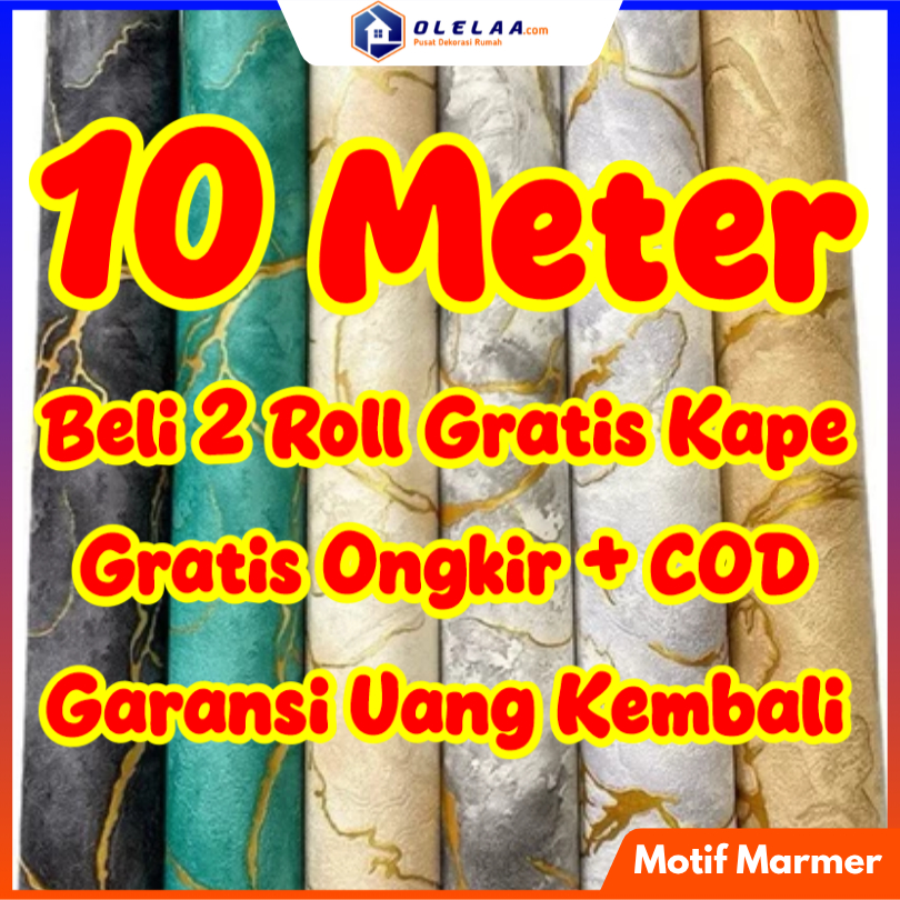 Wallpaper Dinding 10M Sticker MOTIF MARMER  Ukuran 45 cm x 10 m Wallpaper Dapur Stiker Dapur Anti Ai