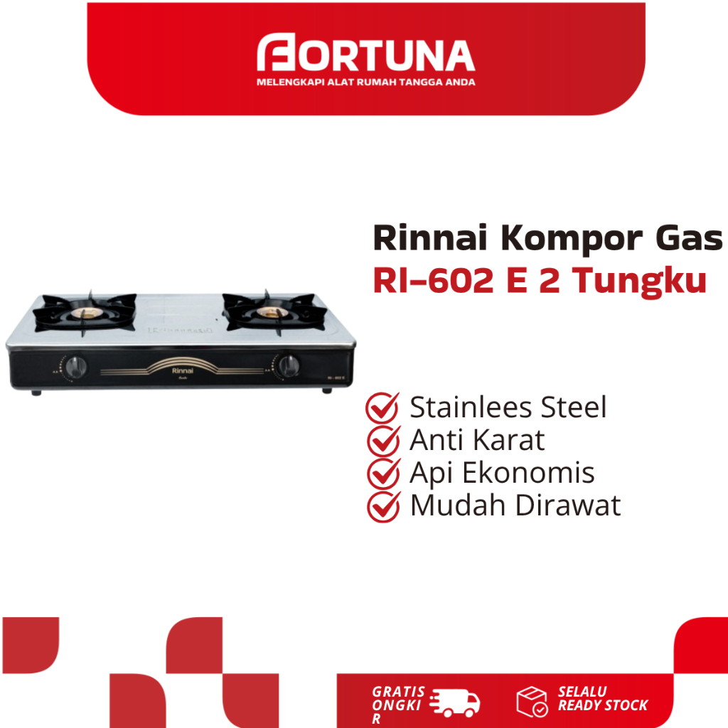 Rinnai Kompor RI-602 E / Kompor Gas Dua Tungku Rinnai  RI-602 E