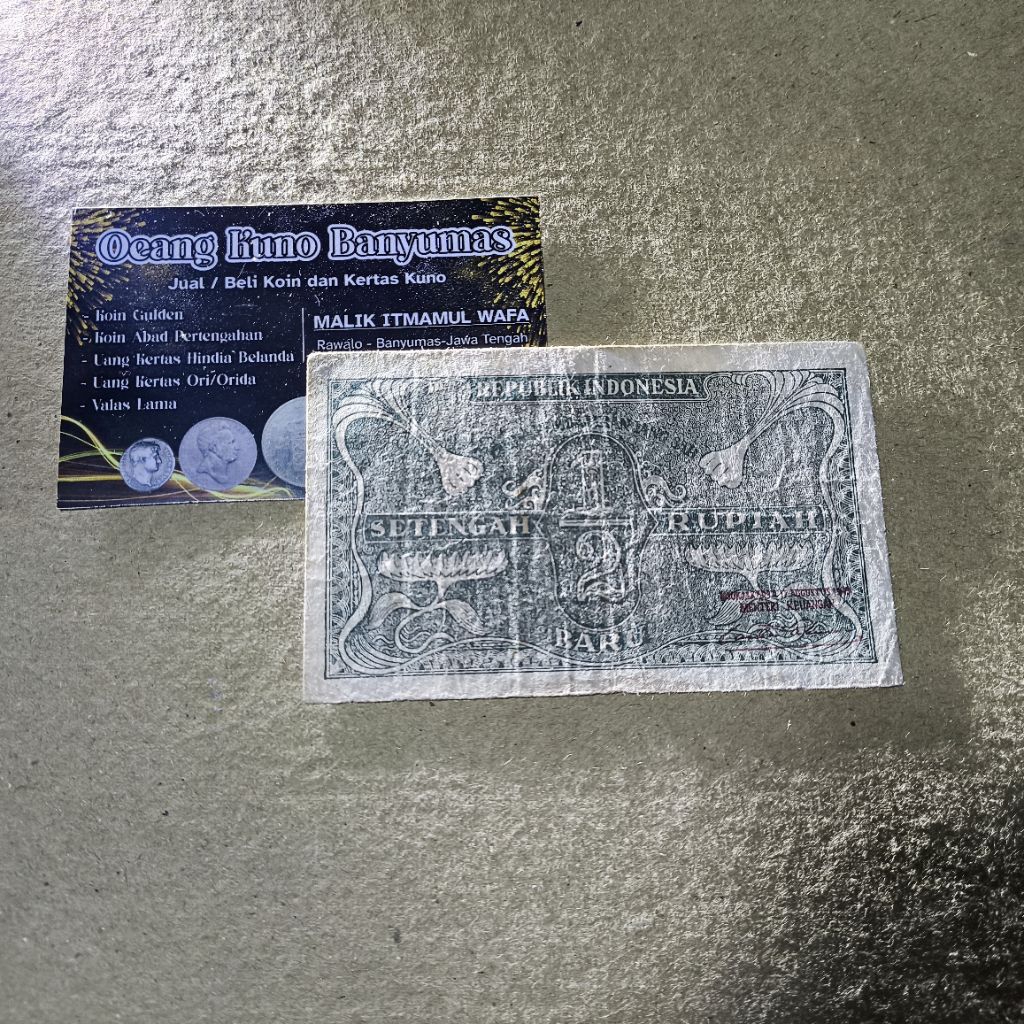 Koleksi 1/2 Setengah Rupiah Ori Baru Oriba Hijau Langka Rare Tahun 1949 Original