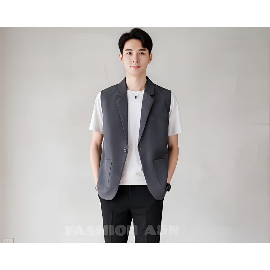 Rompi Pria Jas Pria Tanpa Lengan Dengan Gaya Santai Style Korea Formal Non Formal