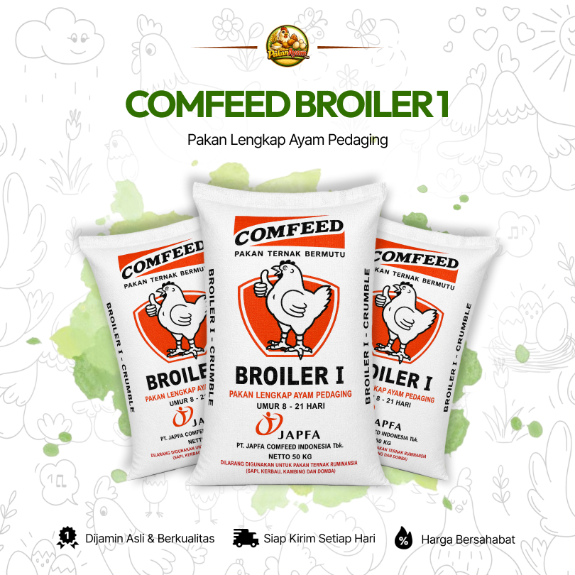 Comfeed BR 1 / BROILER 1 - Pakan Ayam Pedaging Umur 8–21 Hari | 20KG - 50KG | PakanAyamCom