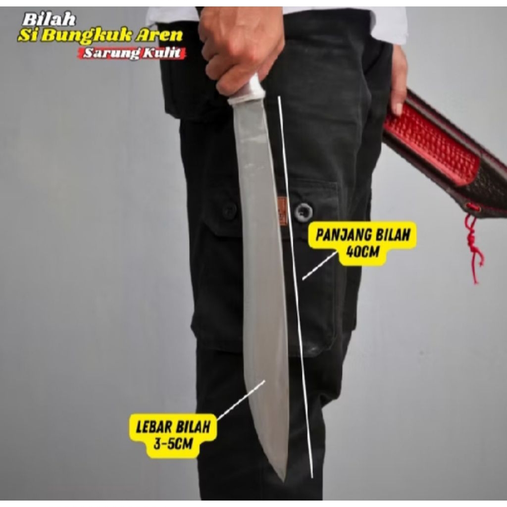 Golok kebun dan sembelih si jago sarung kulit merah panjang 50cm / perkakas kebun