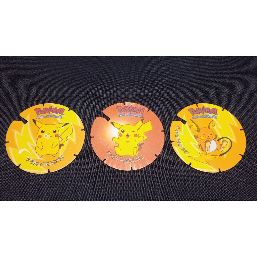 TAZOS POKEMON SPIN PIKACHU Mainan Koleksi Jadul Hadiah Original Tajos Tajoz Tazoz