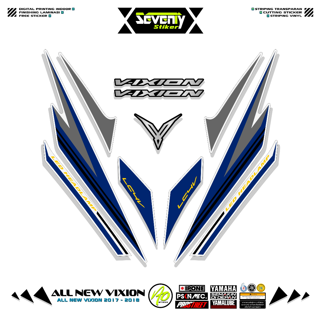 STRIPING ALL NEW VIXION 2017 2018 MOTIF 3 STIKER YAMAHA VIXION NEW FACELIFT STICKER VIXION STANDAR