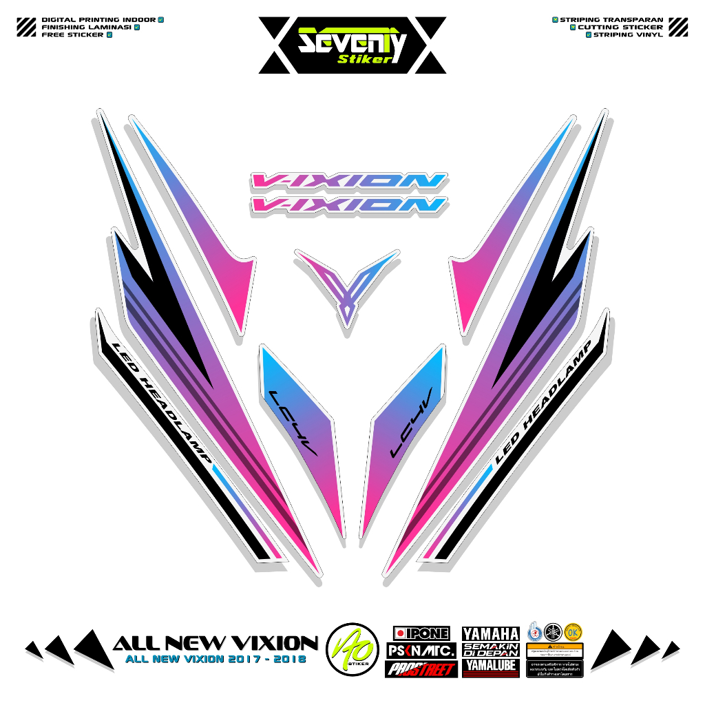 STRIPING ALL NEW VIXION 2017 2018 MOTIF 7 STIKER YAMAHA VIXION NEW FACELIFT STICKER VIXION STANDAR