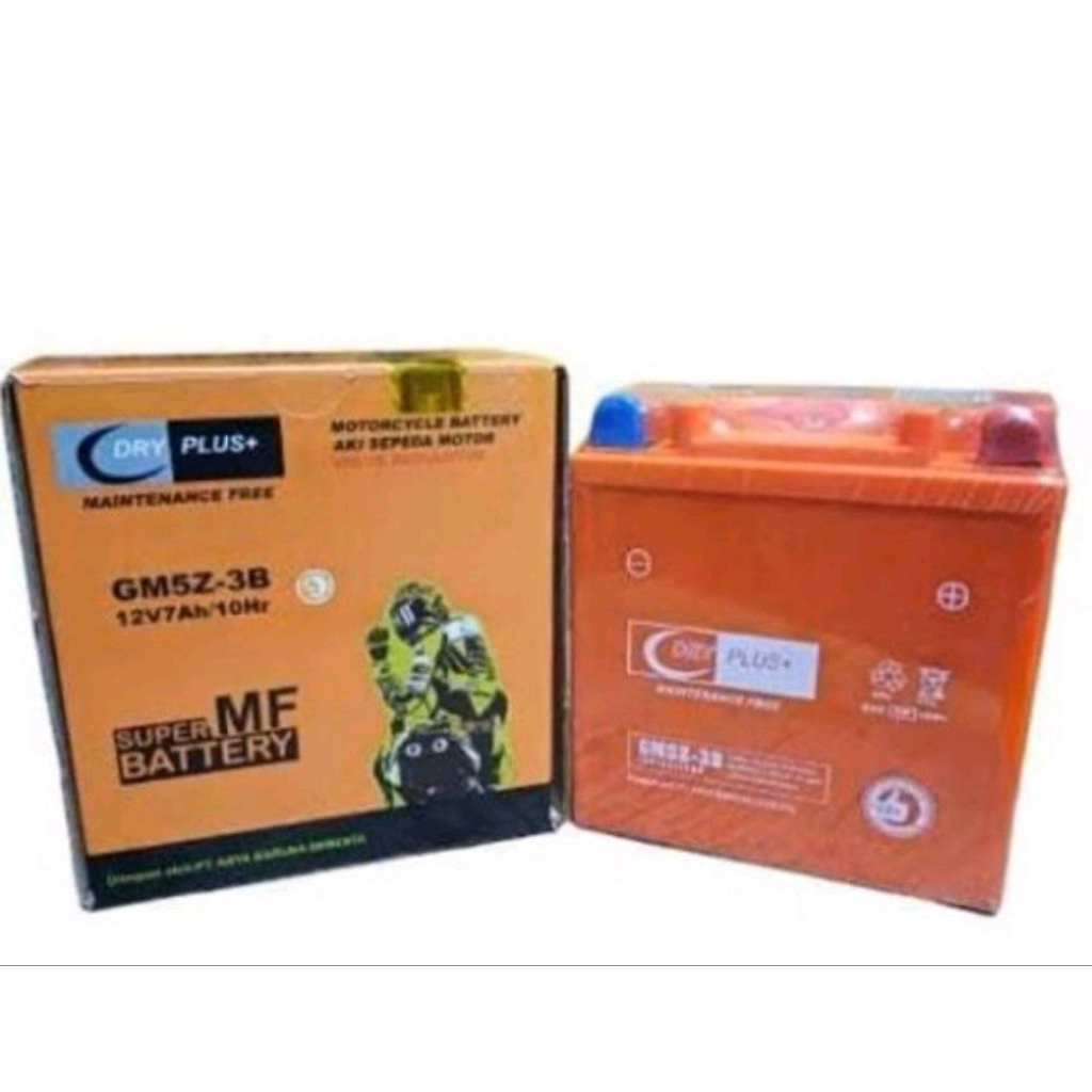 Aki Motor Kering Dryplus GM5Z-3B 12V 7Ah - Siap Pakai, Aki Kering, Model Jepang