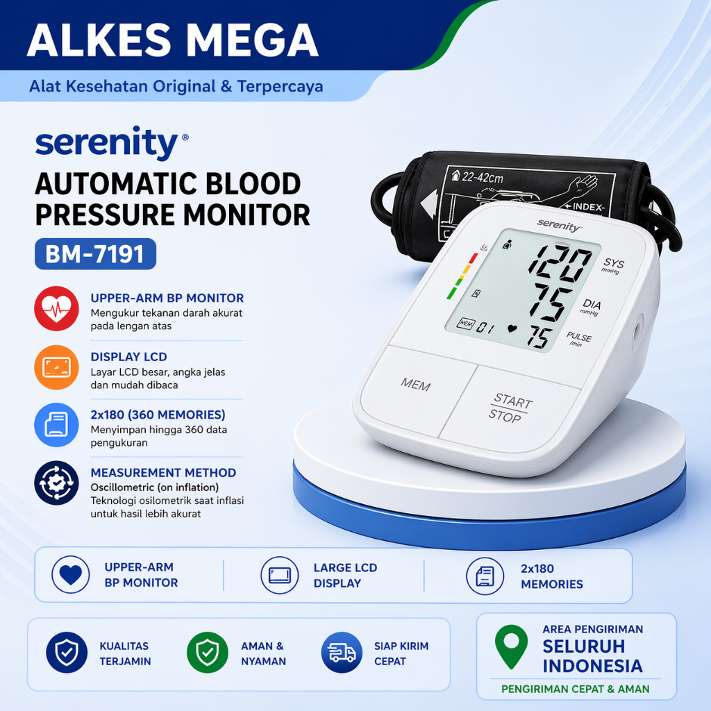 Serenity Tensimeter Digital BM-7191 | Alat Tensi Darah Digital Akurat