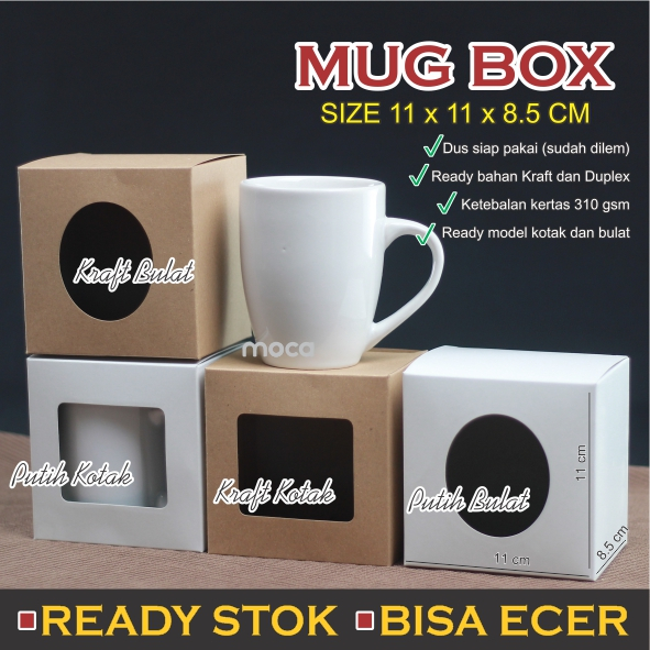Dus Mug /Box Mug / Kardus Mug Siap Pakai Kraft dan Putih