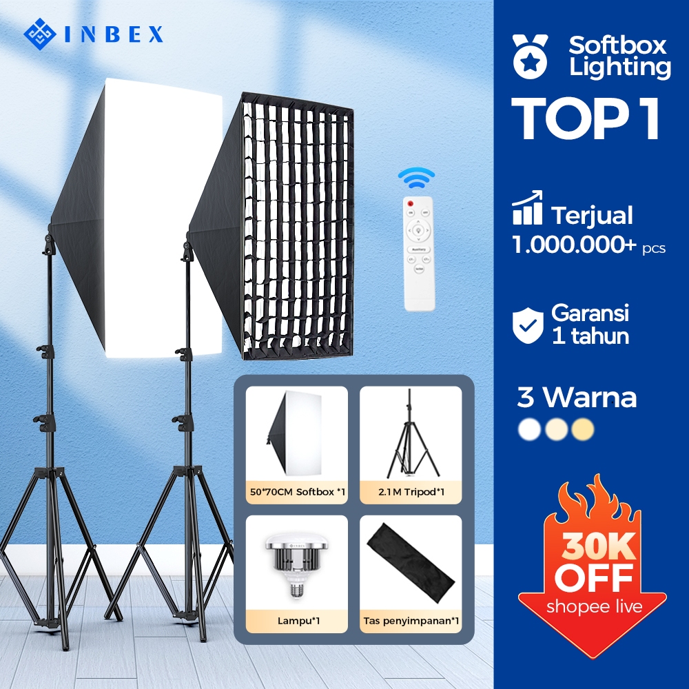 [NO.1]INBEX Softbox Kit Lighting Konten Kreator Ring light  Lampu Studio vlog Live Streaming Video 3