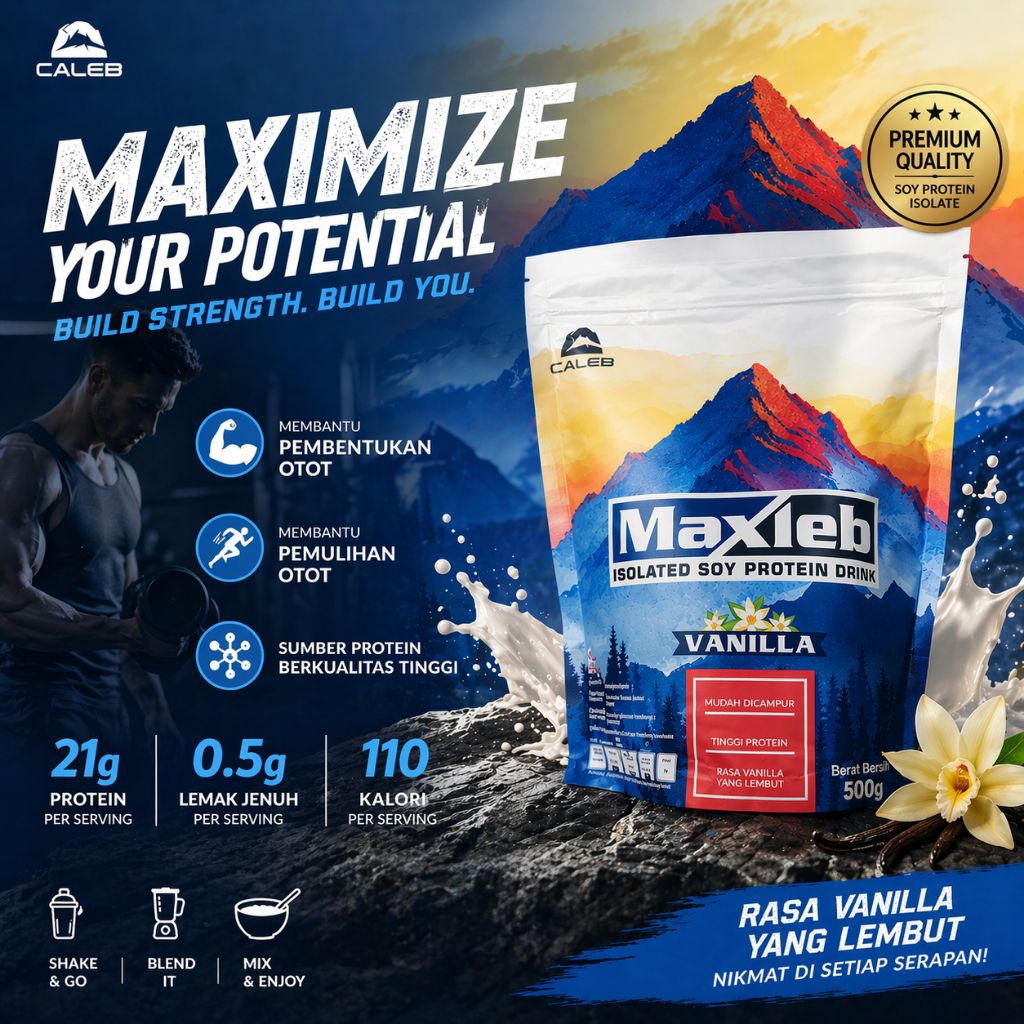 MAXLEB - PROTEIN GYM / OLAHRAGA | Isolated Soy Protein Drink 500 gram