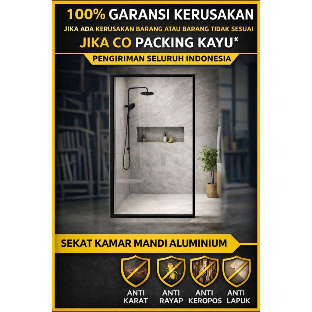 Sekat kaca kamar mandi Partisi Kamar Mandi ornament/ non ornament