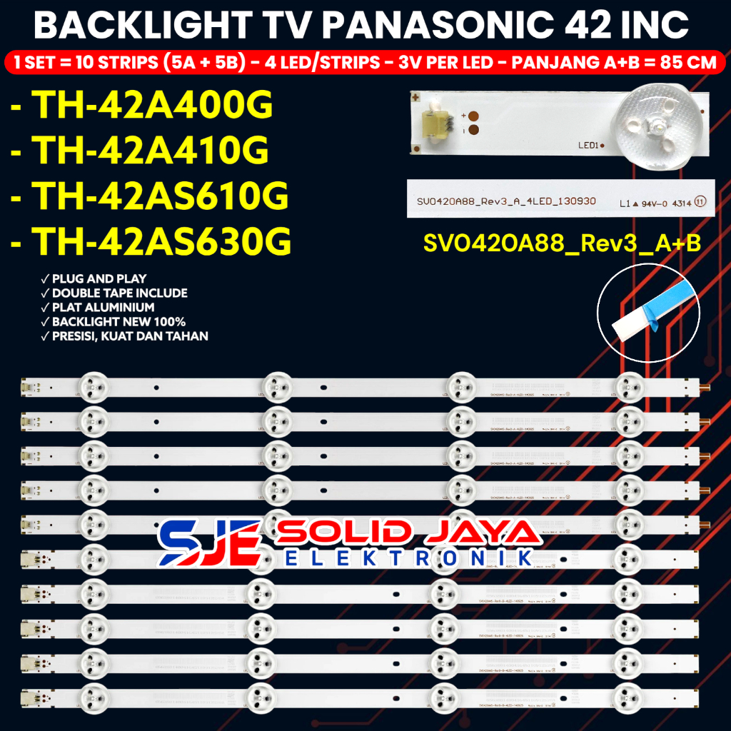 BACKLIGHT TV PANASONIC 42 INCH TH-42A400G TH-42A410G TH-42AS610G TH-42AS630G 42A