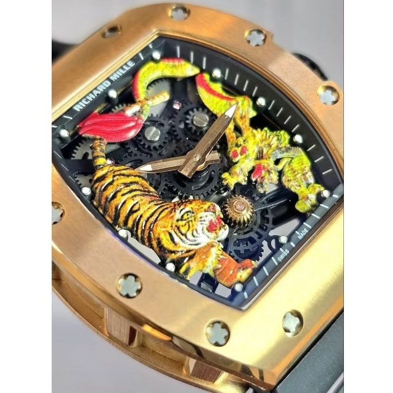 Jam tangan Automatic Swiss ETA RM 057 Jackie Chan Dragon & Tiger Rubber strap Stainless steel fullse