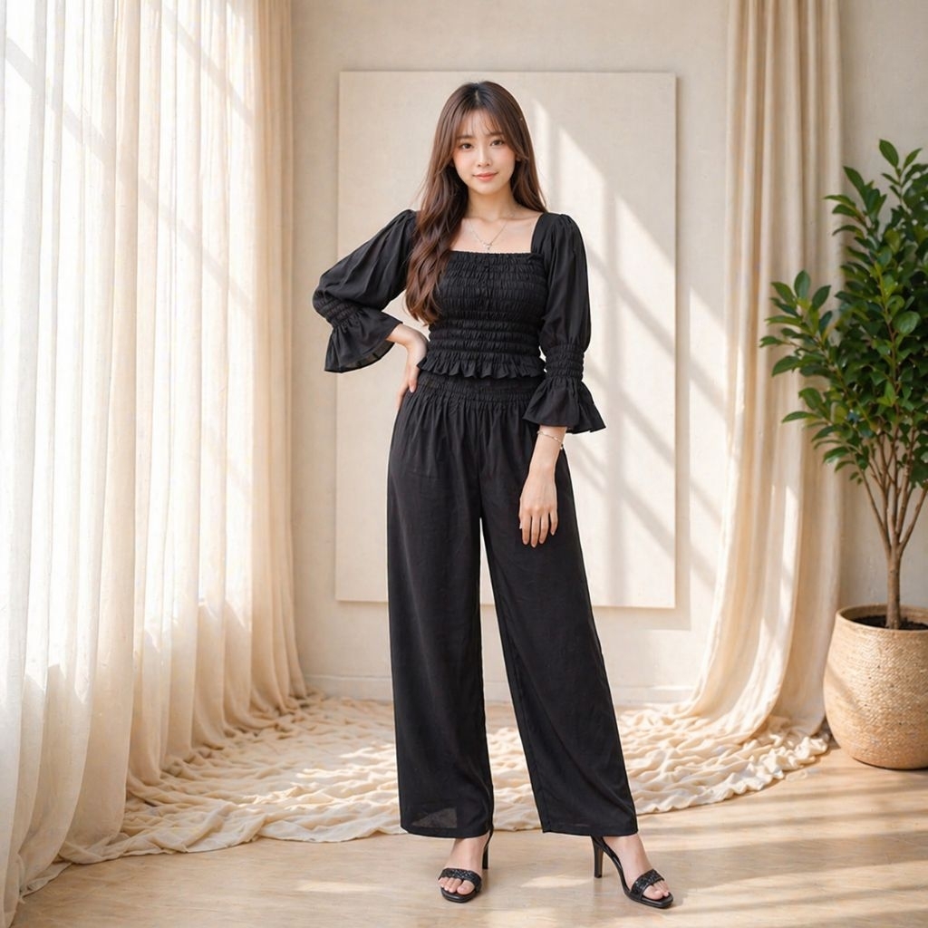 MyCikii Yoona Casual Set / jumpsuit rayon / set wanita celana panjang / setelan import bangkok / set