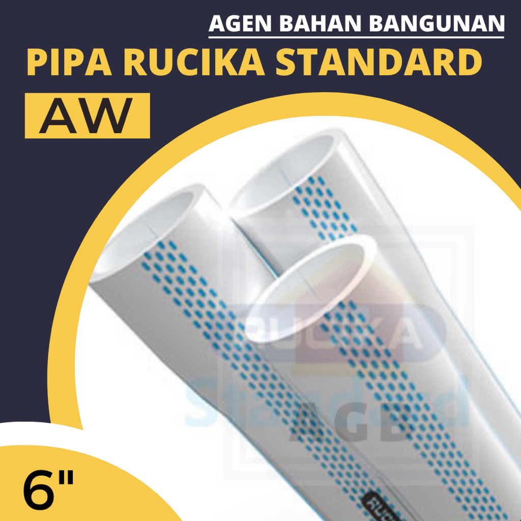 Pipa PVC 6" Inch Rucika Standard / Pipa Rucika Wavin / Pipa Wavin AW (Harga Grosir) 4 Meter