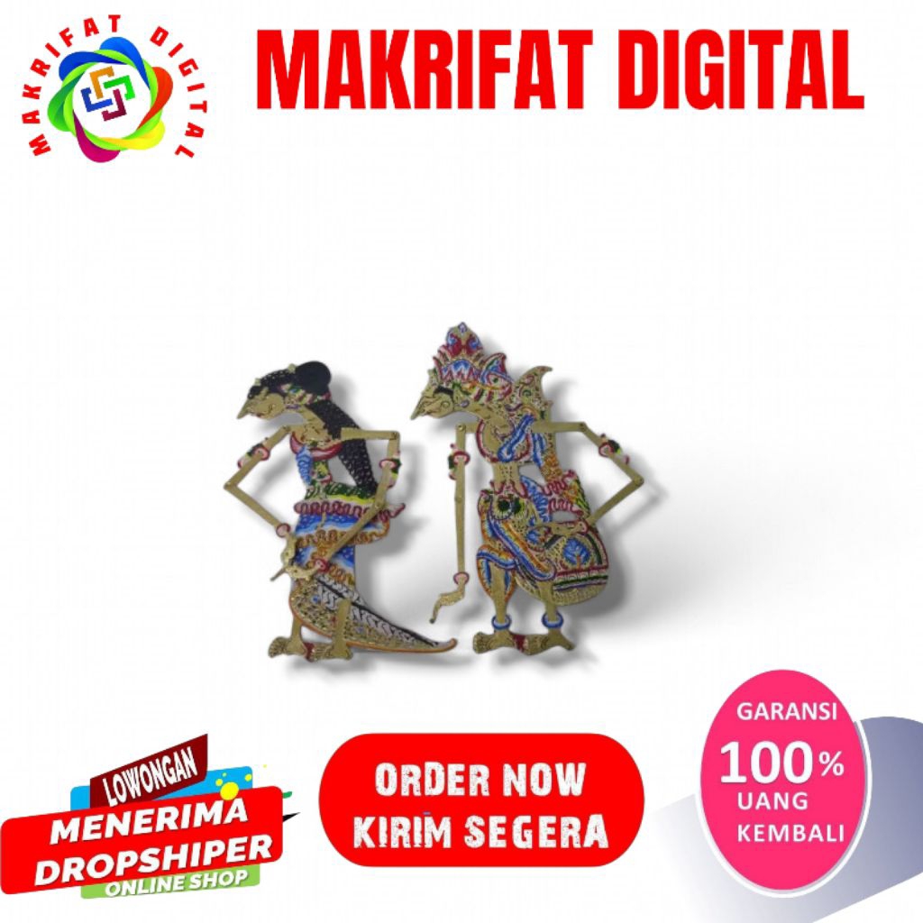 ZACK MART Wayang Kulit Asli Mahar Rama Sinta Emas Brom Ukuran 17cm
