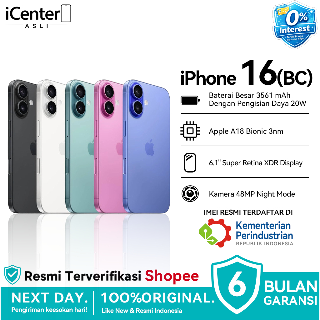 iPhone 16 Plus Second Inter BC IMEI Permanen 100% Original Fullset Garansi 6 Bulan Mulus Like New 12