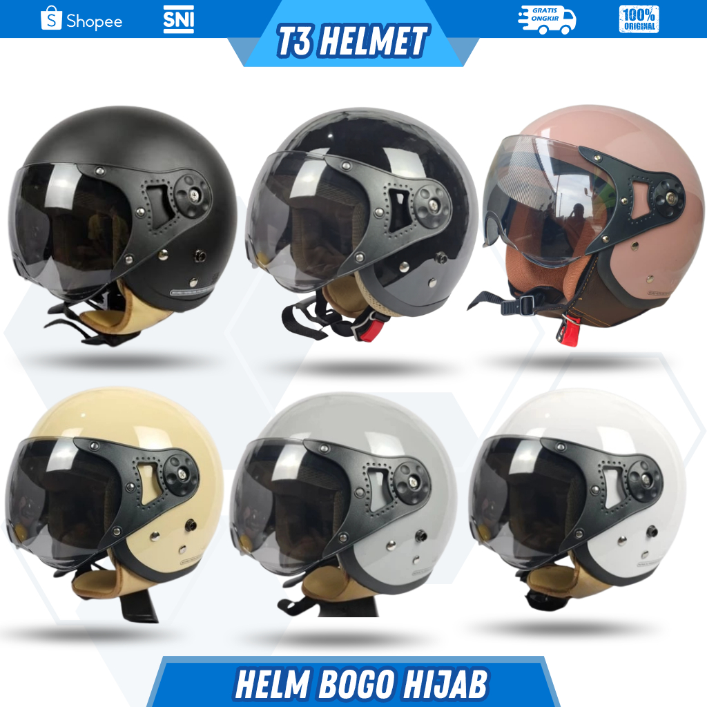 Helm Bogo Hijab Wanita Free Packing Helm Pilot Bogo