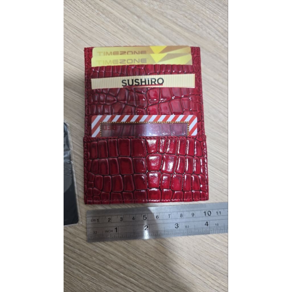 Texture faux leather card holder. Red colour (PRELOVED, good condition) / Croco leather card holder 