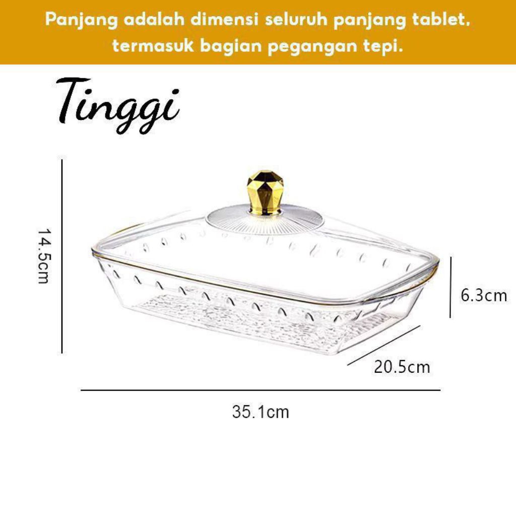 Nampan akrilik ada tutup/wadah buah makanan