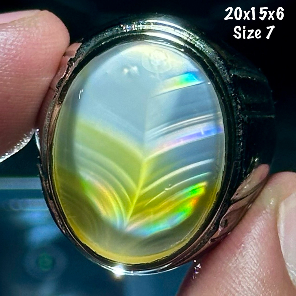 Cincin Batu Akik Natural Iris Junder Pelangi (asli alam)