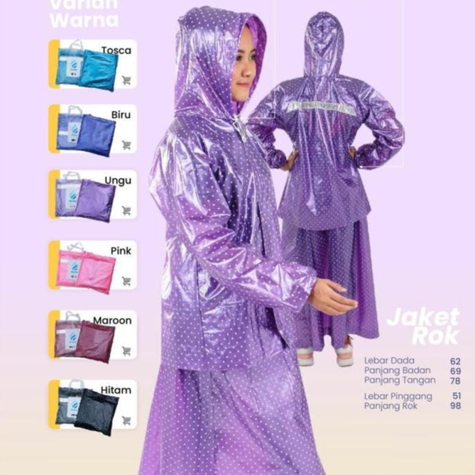 JAS HUJAN ROK POLKADOT - JAS HUJAN ROK ONDE PLEVIA 870