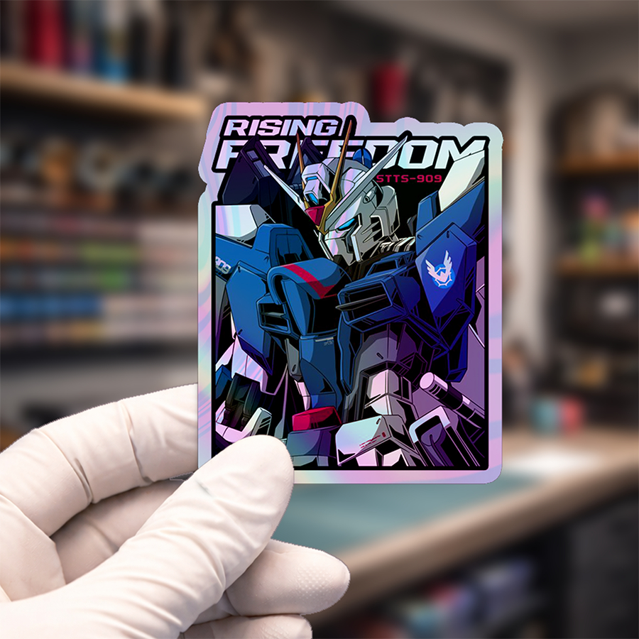 Stiker Hologram Anime Gundam | Gundam Rising Freedom
