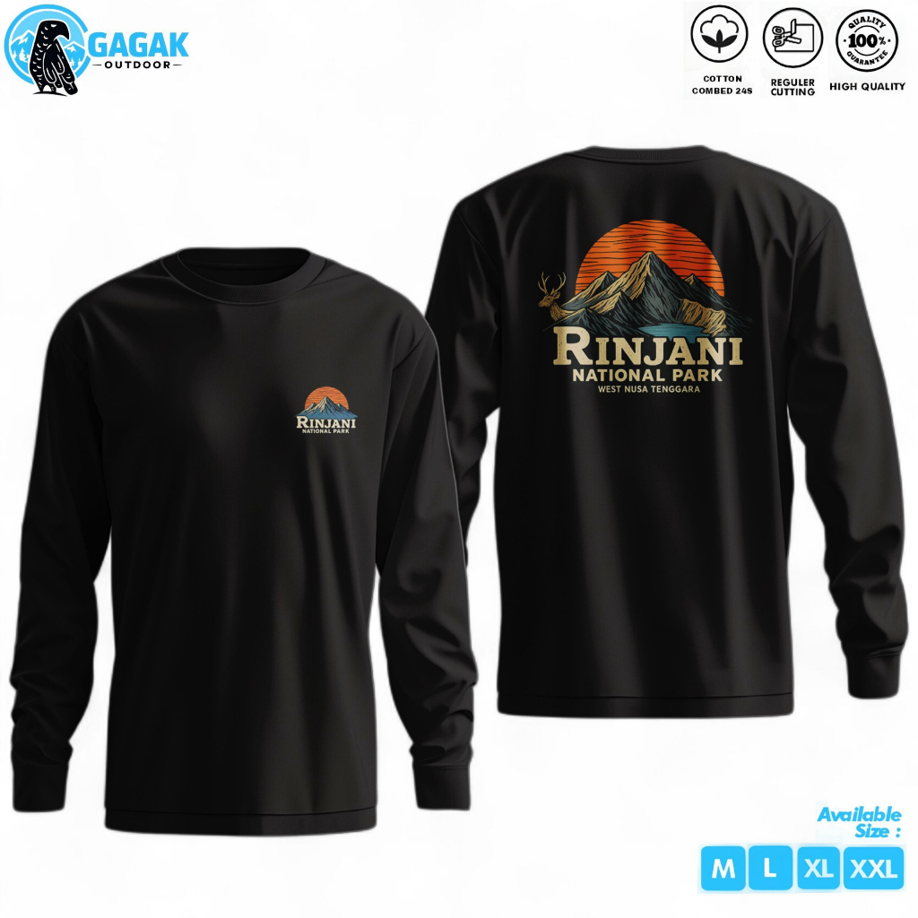 gagak outdoor Kaos lengan panjang Gunung Rinjani Pria dan Wanita pendaki gunung indonesia 1