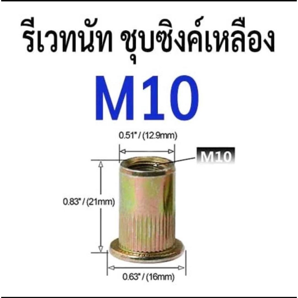 100PCS Rivet Nut M10 Insert Rivet Nut Mur Rivet Mur Tanam