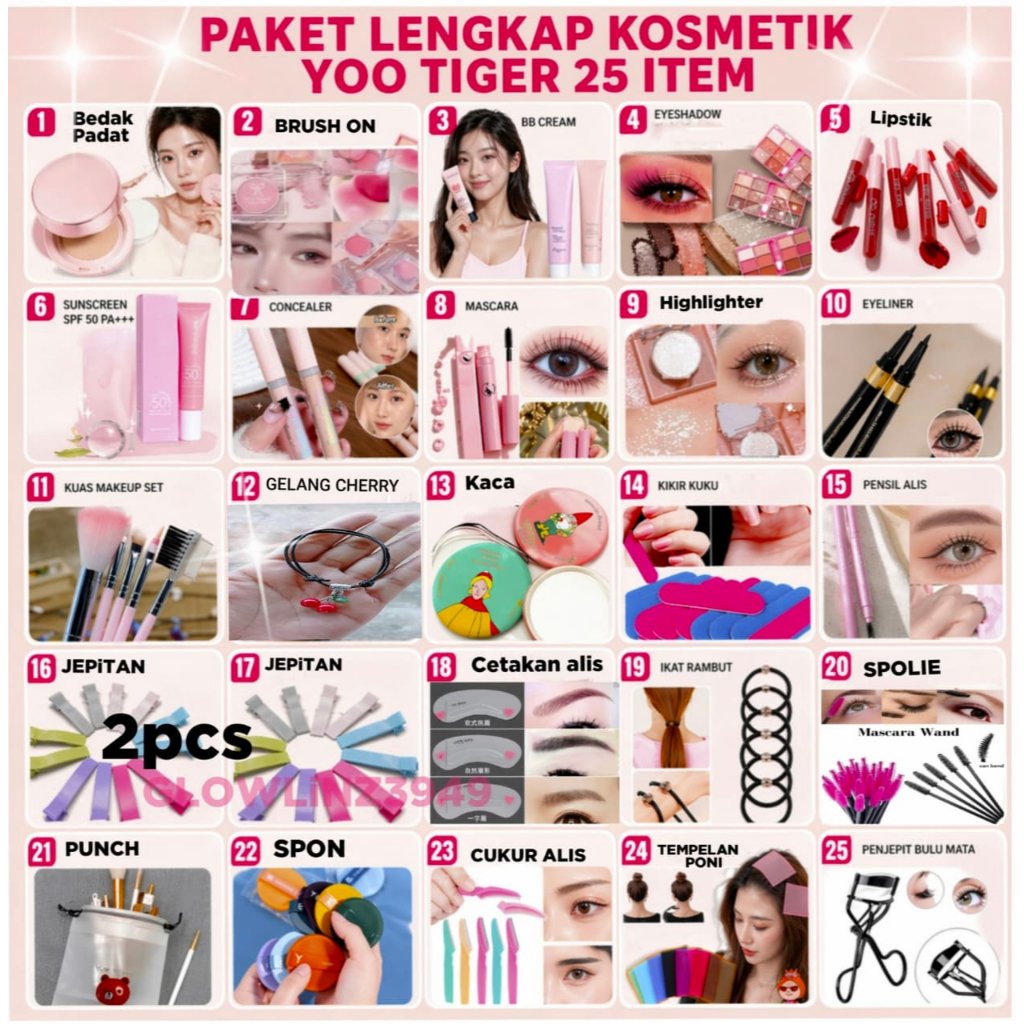 LENGKAP SET KOSMETIK Paket Kosmetik Lengkap 25 Item Bedak Eyeshadow Lipstik Maskara KOSMETIK 25 ITEM