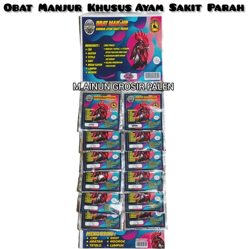 (12 Saset) Obat Manjur Khusus Ayam Sakit Parah Super Top Efektif