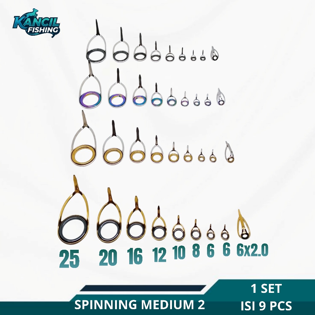 Ring Guide SPINNING MEDIUM 2 Non Fuji 1 set isi 9 pcs / Ring K SERIES