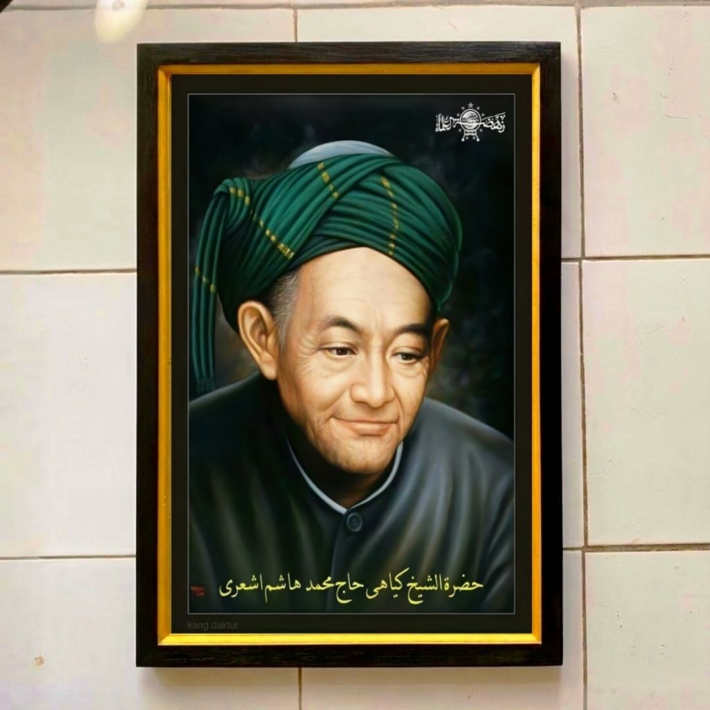 Hiasan Dinding Lukisan Gambar KH.Hasyim Asy'ari || uk 45x65cm & 35x53cm plus Bingkai